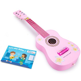Toy guitar - pink with flowers